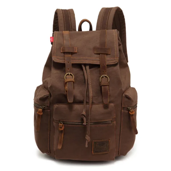 Mochila Masculina e Feminina de Lona e detalhes em Couro. Várias Cores - Boa para Notebook