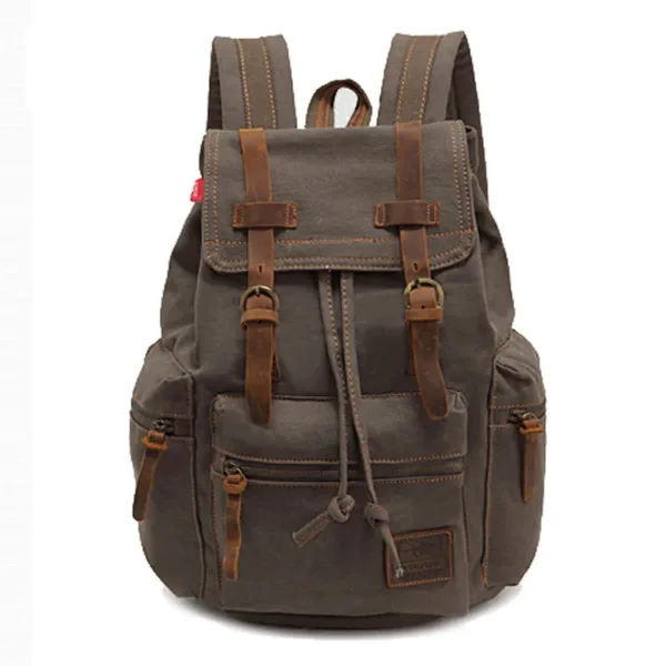 Mochila Masculina e Feminina de Lona e detalhes em Couro. Várias Cores - Boa para Notebook - Image 12