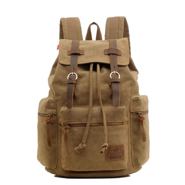 Mochila Masculina e Feminina de Lona e detalhes em Couro. Várias Cores - Boa para Notebook - Image 13