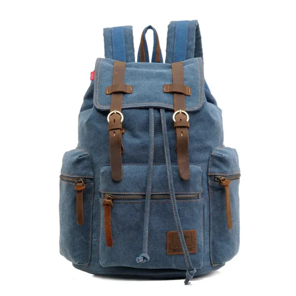 Mochila Masculina e Feminina de Lona e detalhes em Couro. Várias Cores - Boa para Notebook - Image 10